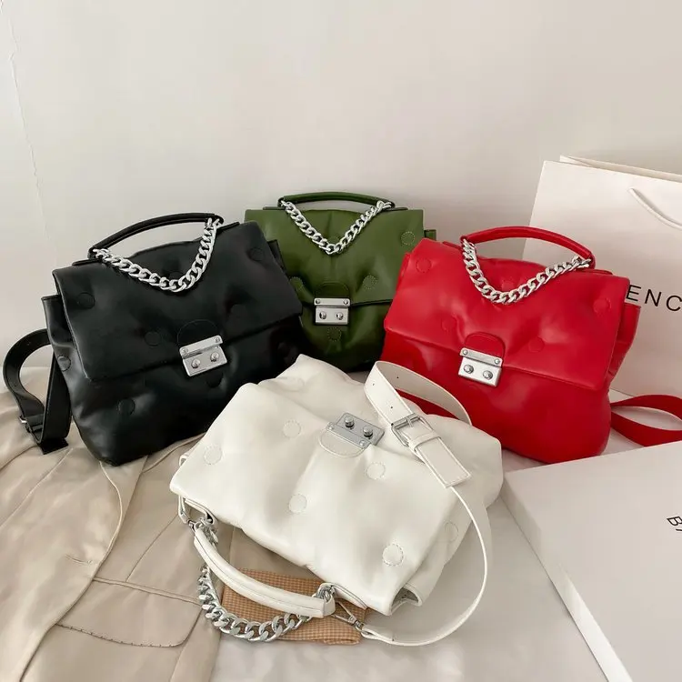

New Casual Simple chain Shoulder Bag Fashion Stitching Wild Messenger Brand Female Totes Crossbody Bags Women Leather Handbag