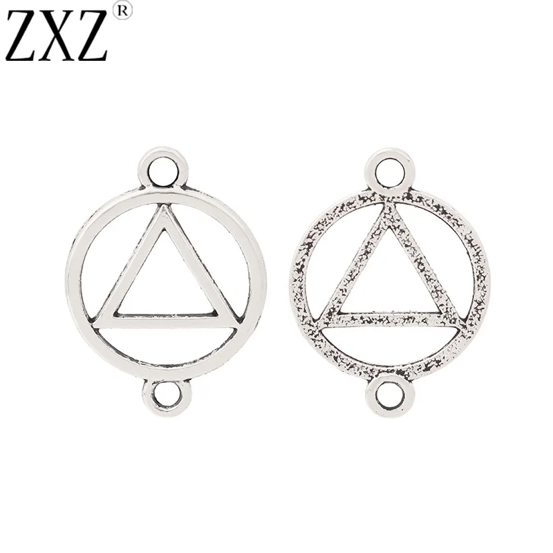 

ZXZ 20pcs Tibetan Silver AA Alcoholics Anonymous Recovery Sobriety Triangle Symbol Connector Charms for Bracelet Jewelry Making