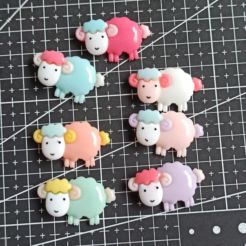 

1pcs/lot Resin flat back colorful sheep 31mm Ornaments Micro landscape Ornaments Creative Home Gardening Decorations