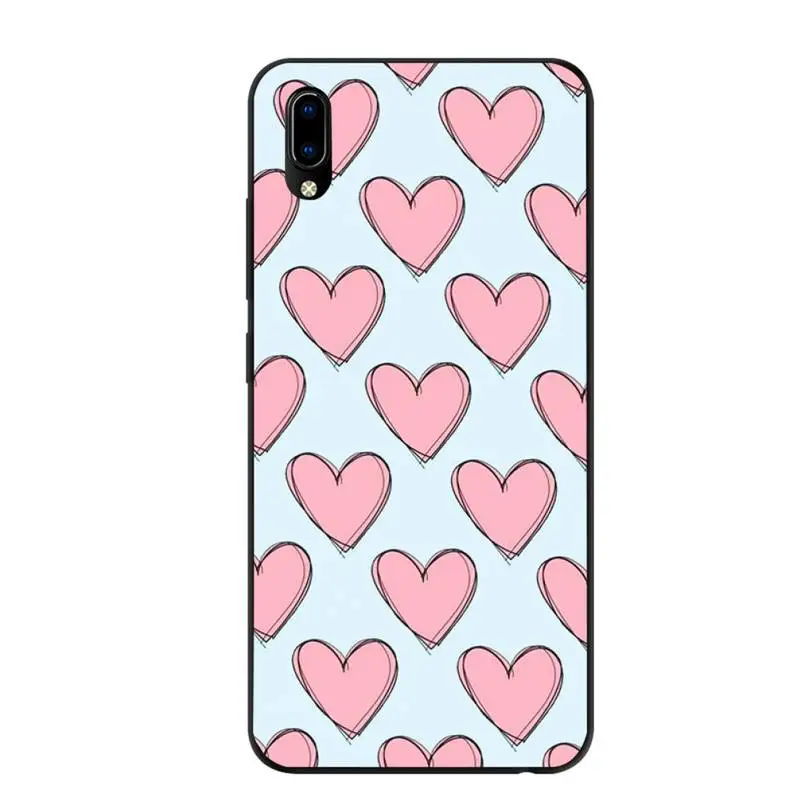

cute love heart Phone Case for huawei mate 10 20 lite 20X mate 30 40 pro Black Soft Case nax fundas cover