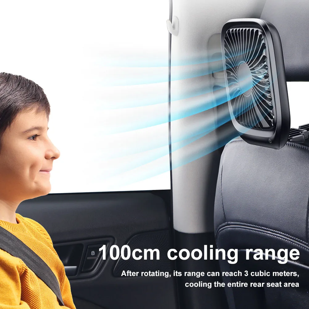 

Car Fan USB Mini Car Cooling Fan Foldable 3 Speeds Rear Seat Air Fan Portable Quiet Headrest Mount for Sedan SUV RV Offroad