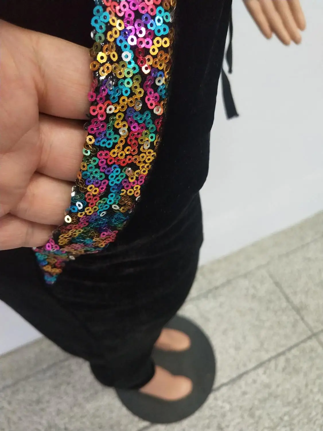 Женский бархатный костюм Adogirl из двух предметов с блестками повседневный