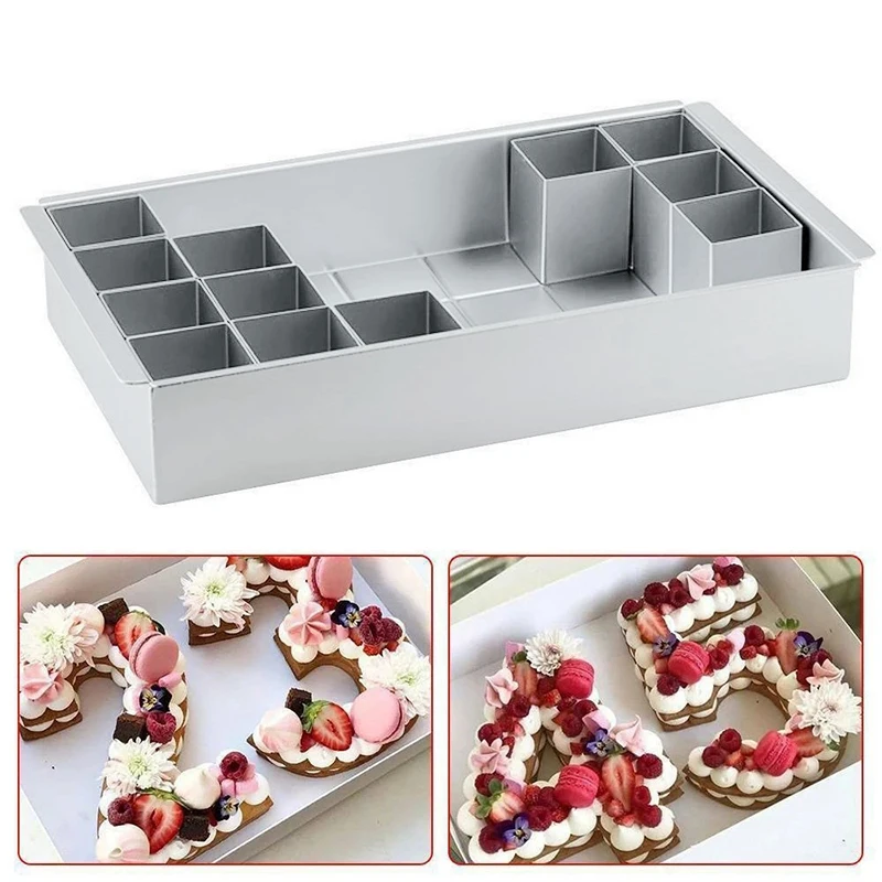 

Kitchen Rectangle Aluminum Alloy Movable Type Alphanumeric Puzzle Movable Type Baking Cake Mold Number Tins Mould