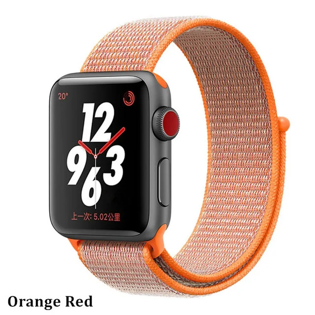 Последняя нейлоновый ремешок für apple watch группа 4 44 мм/40 мм, correa apple watch 3 42 мм/38 мм iwatch серии 4/3/2 bunte stecker чехол для телефона на руку - Цвет ремешка: Orange red