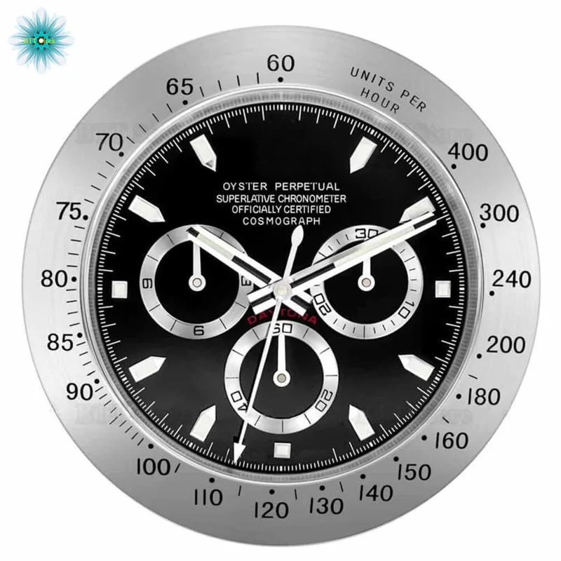 

Luxury Cheap Wall Clock Date Working Luxury Metal Rolexes Clock Home Decor Large Modern Vintage Rolexclock 34cm