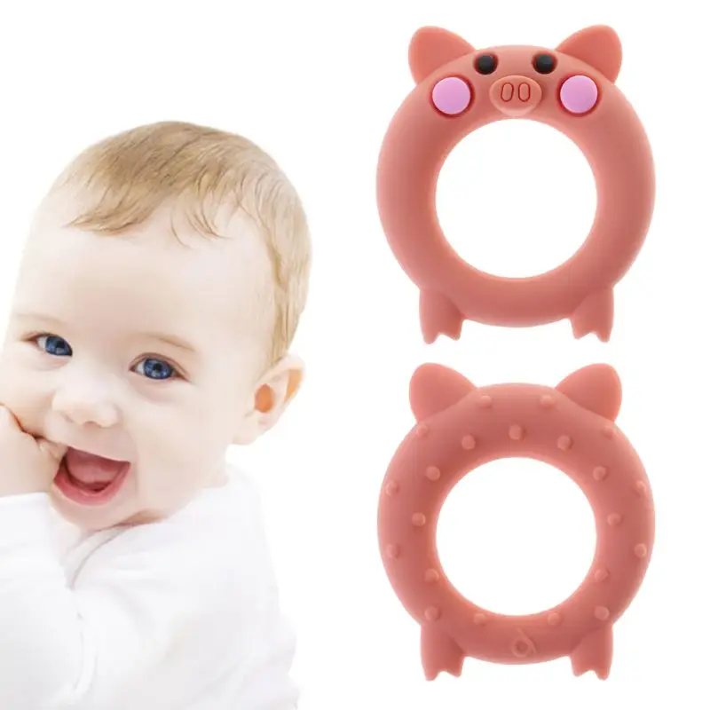 

Baby Baby Teether Food Grade Silicone Cartoon Pig Teething Oral Care Newborn Pacifier Soother Chew Toys DIY Necklace Pain Relief