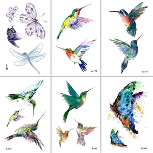 Временная татуировка Wyuen Bird для взрослых, водонепроницаемые татуировки, наклейки, боди-арт, красивая 3D бабочка, искусственная татуировка для женщин, искусственная татуировка