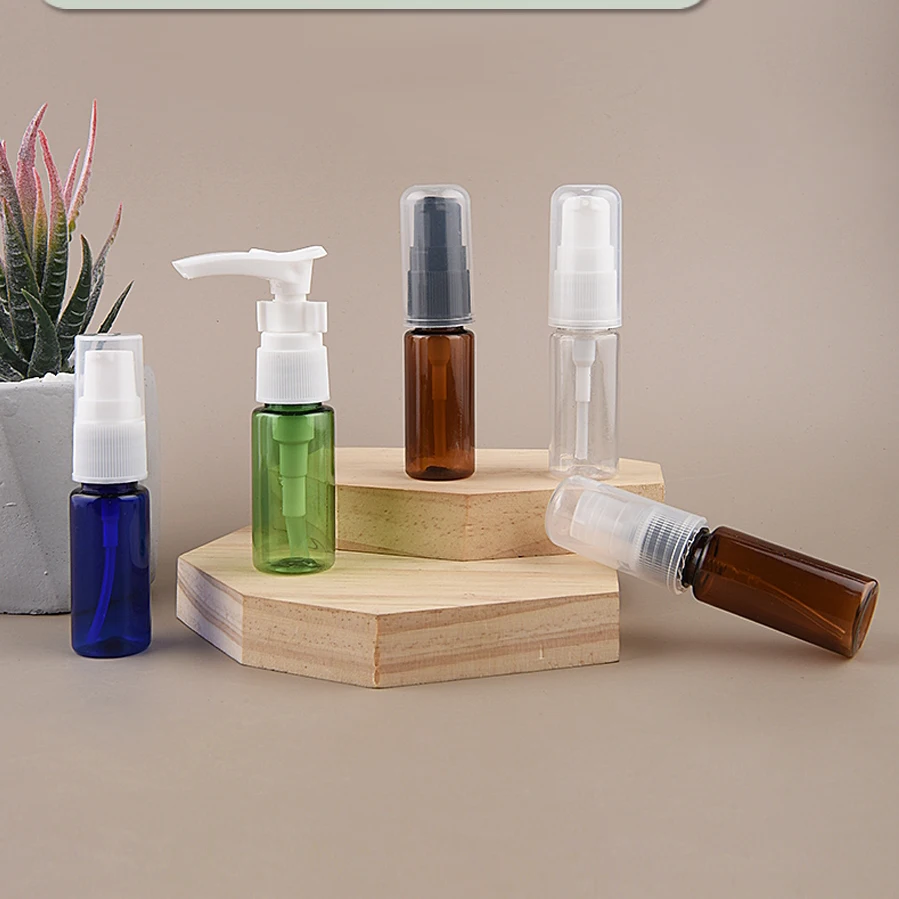 

50pcs 10ml Plastic Small Empty Pump shampoo Shower Gel Bottle Outdoor Travel MakeUp Skin Care Lotion Pump Cover Container Bottle