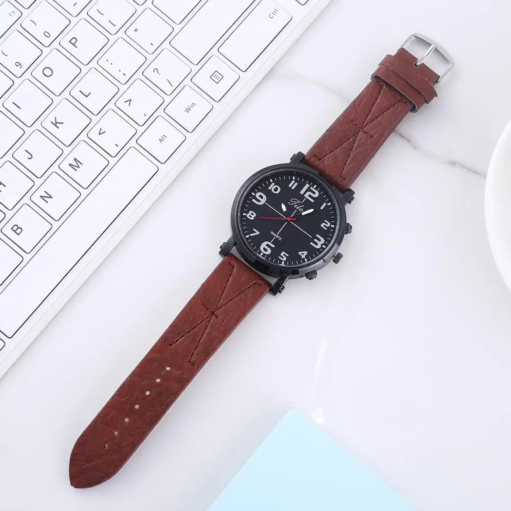 Часы наручные мужские кварцевые с ремешком и ручкой креативный комбинированный