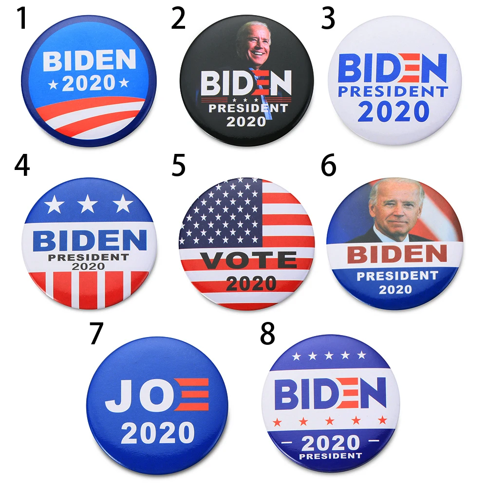 2 шт 2020 Joe Biden брошь значок Pinback кампании Кнопка Pin президент Кампании 1 8 стиль