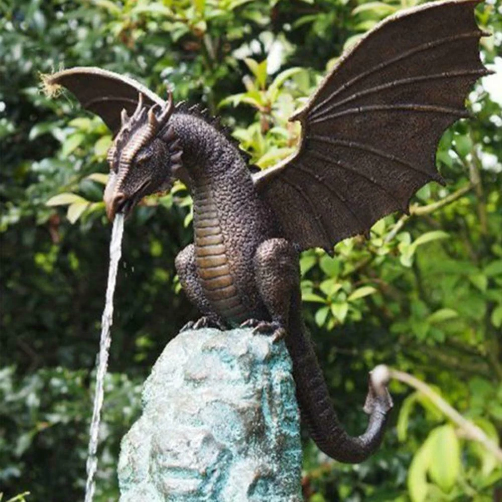 

Art Decoration Garden Dinosaur Water Spray Windproof Outdoor Gift Ornament Home Sculpture Resin Fountain