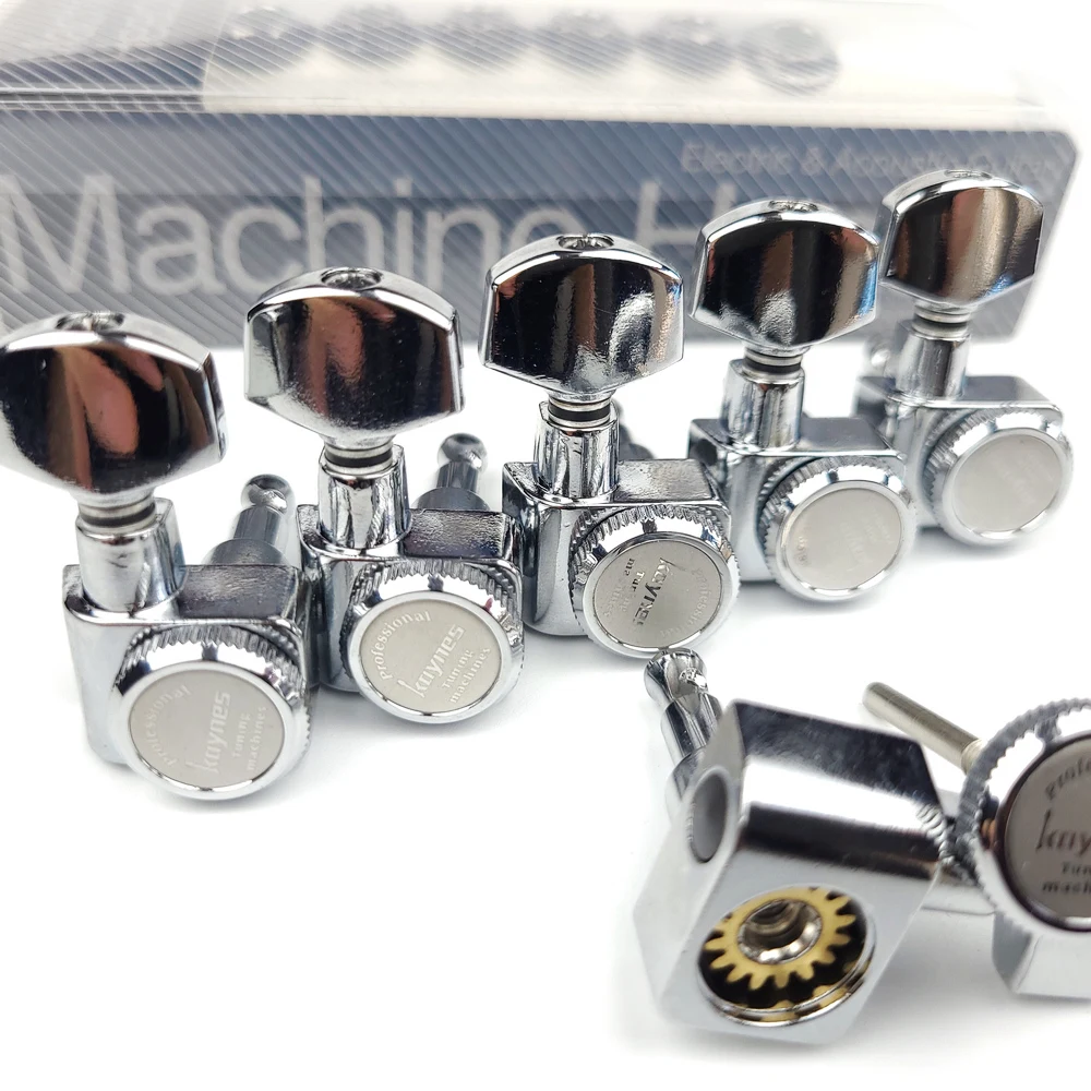 1 set 6 in linie keine schrauben locking elektrische gitarre mechaniken mechaniken schloss string tuning pegs chrome silber free global shipping