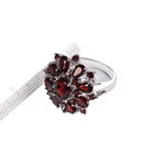 Классические обручальные кольца с красным кристаллом для женщин серебряного цвета в форме цветка обручальное свадебное кольцо Роскошные вечерние Ювелирные изделия Подарки