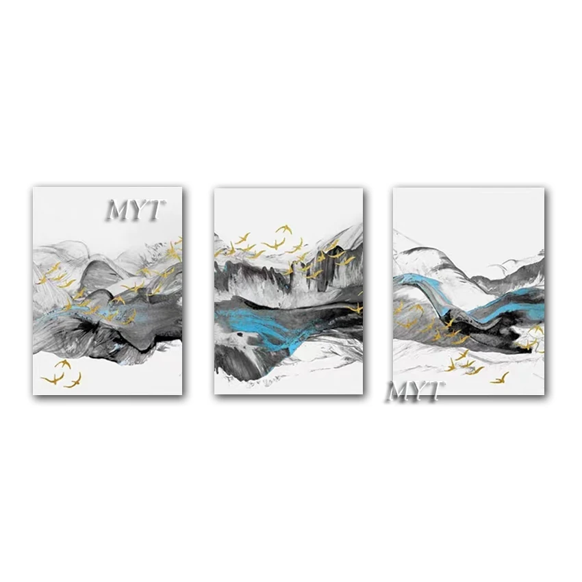 Современная Группа 3 шт. панель абстрактный Горный пейзаж картина маслом холст