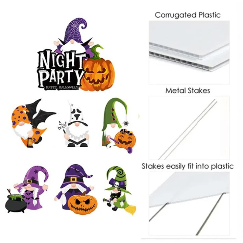 

MXLB 7 Pcs Halloween Gnomes Yard Signs with Stake Outdoor Halloween Decoration Cartoon Garden Decor Art Crafts for Home