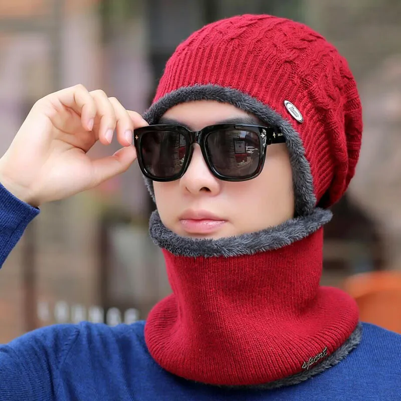 Брендовые зимние шапки для мужчин Skullies Beanies Мужская зимняя вязаная шапка из крученой пряжи шарф из шерсти женская маска капота мужская шапка