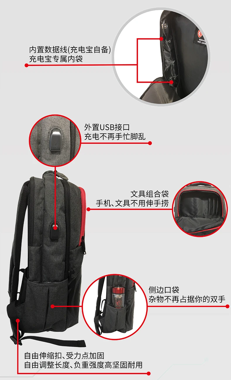 Новинка 2019 лучший оригинальный рюкзак для ноутбука 1:1 подходит Msi 15 6 дюйма умный