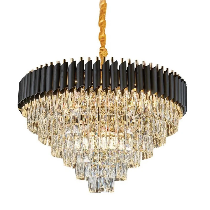 

New Luxury Modern Crystal Chandelier For Living Room High Quality Black Cristal Lamps Loft Chain LED Crystals Lamp