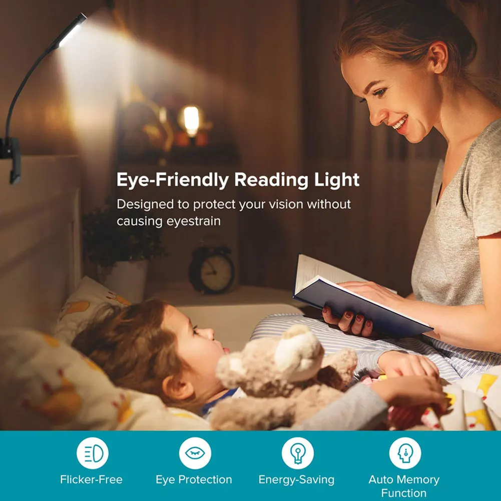 

Hot Clip on LED Reading Light USB Rechargeable Adjustable Flexible Reading Lamp PLD