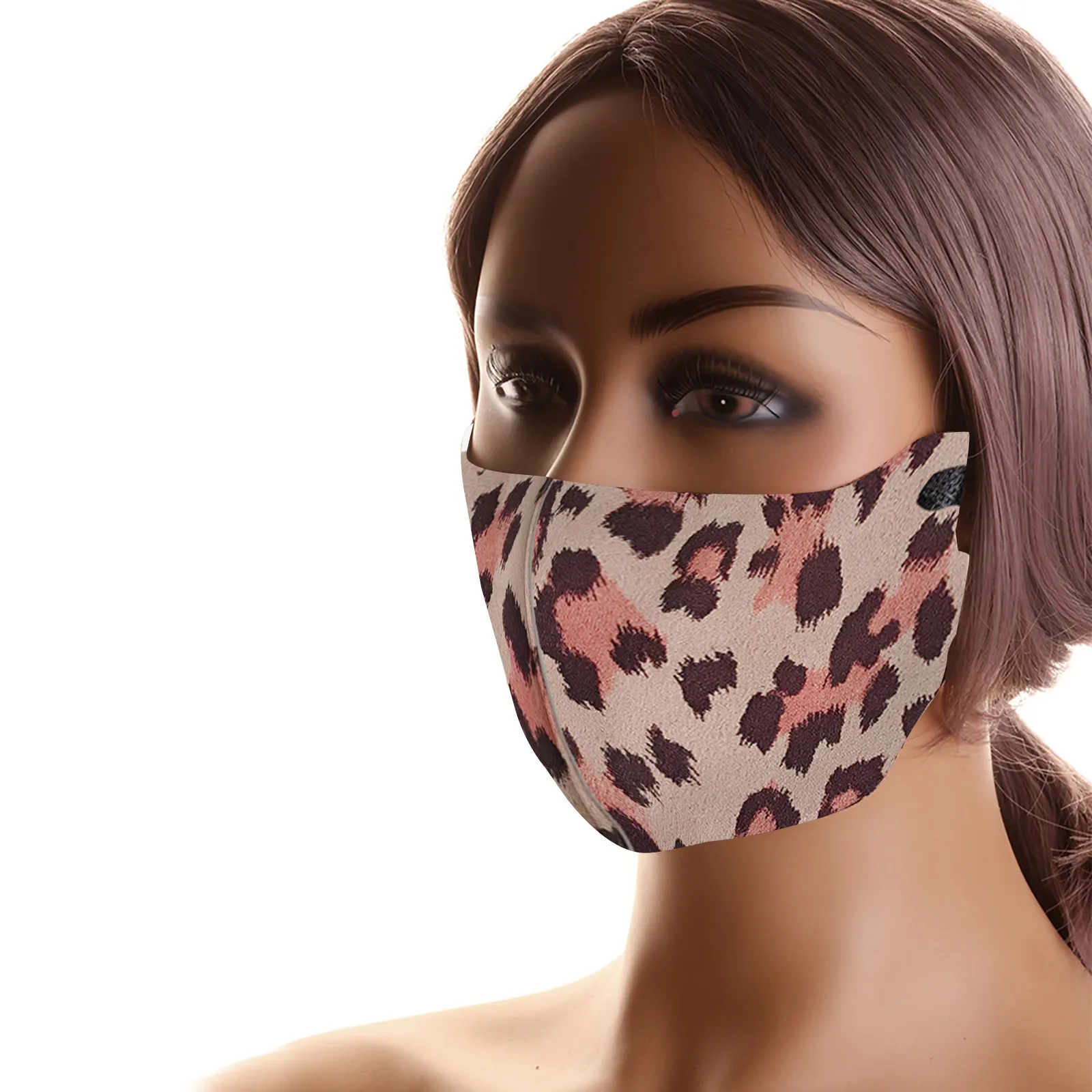 Тканевая маска леопардовая многоразовая для рта моющаяся хлопковая лица