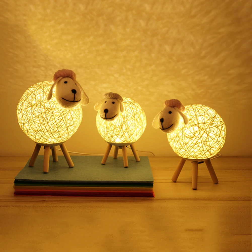 

Милые рождественские прикроватные украшения для сна, ночник с животными, прикроватная лампа с овечкой для ребенка, декор для гостиной и спа...