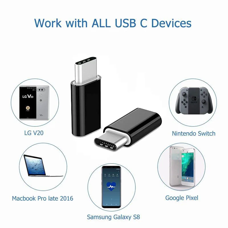2 шт Type C и Micro USB Android телефон адаптера зарядного устройства для Xiaomi Mi 9 Huawei Honor 8x Samsung S10 c кабель|Переходники