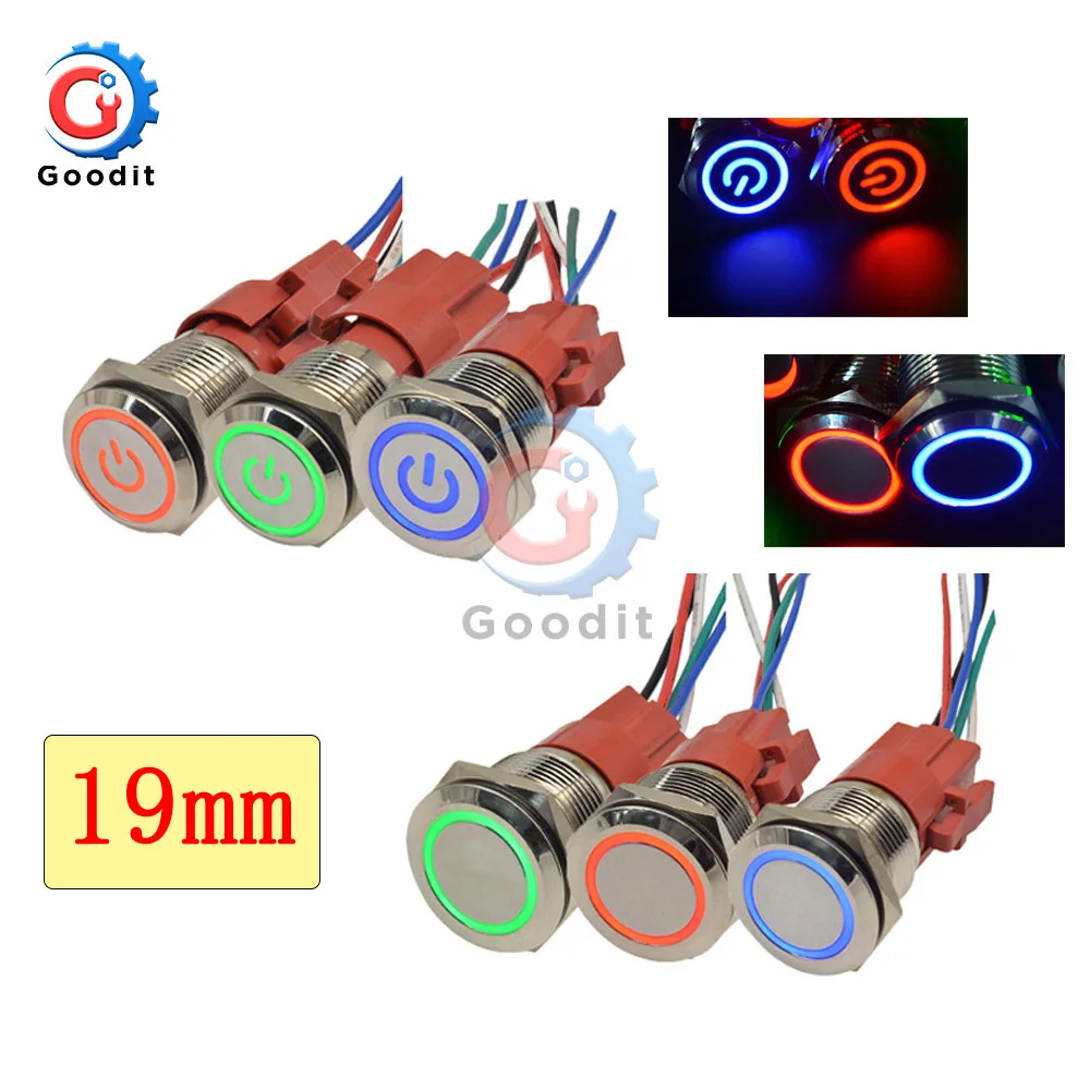 Плоская Круглая головка водонепроницаемый мгновенный металлический кнопочный