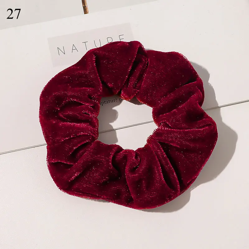 

33Colors Korea Velvet Hair Scrunchie Elastic Hair Bands Solid Color Women Girls Headwear Ponytail Holder Hair Accessories