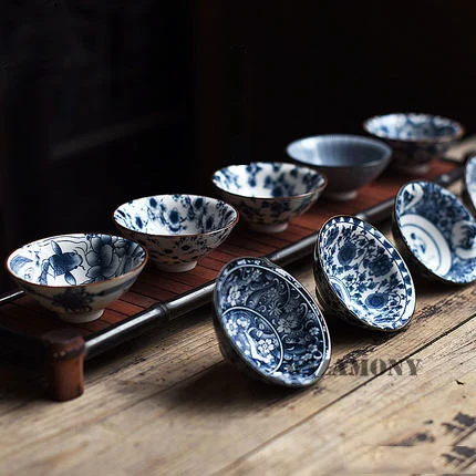 1 шт.! Белая китайская фарфоровая чайная чашка WIZAMONY Bue чайный набор керамическая