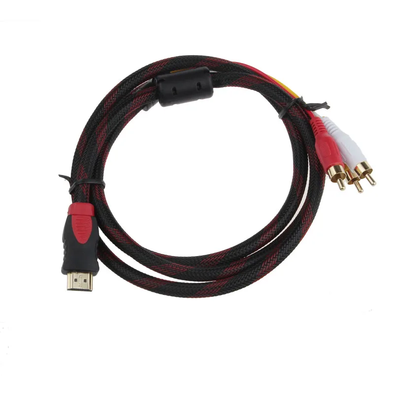 1 5 м 1080P HDMI штекер к 3 RCA Аудио Видео AV кабель передачи адаптер для ТВ HD DVD черный
