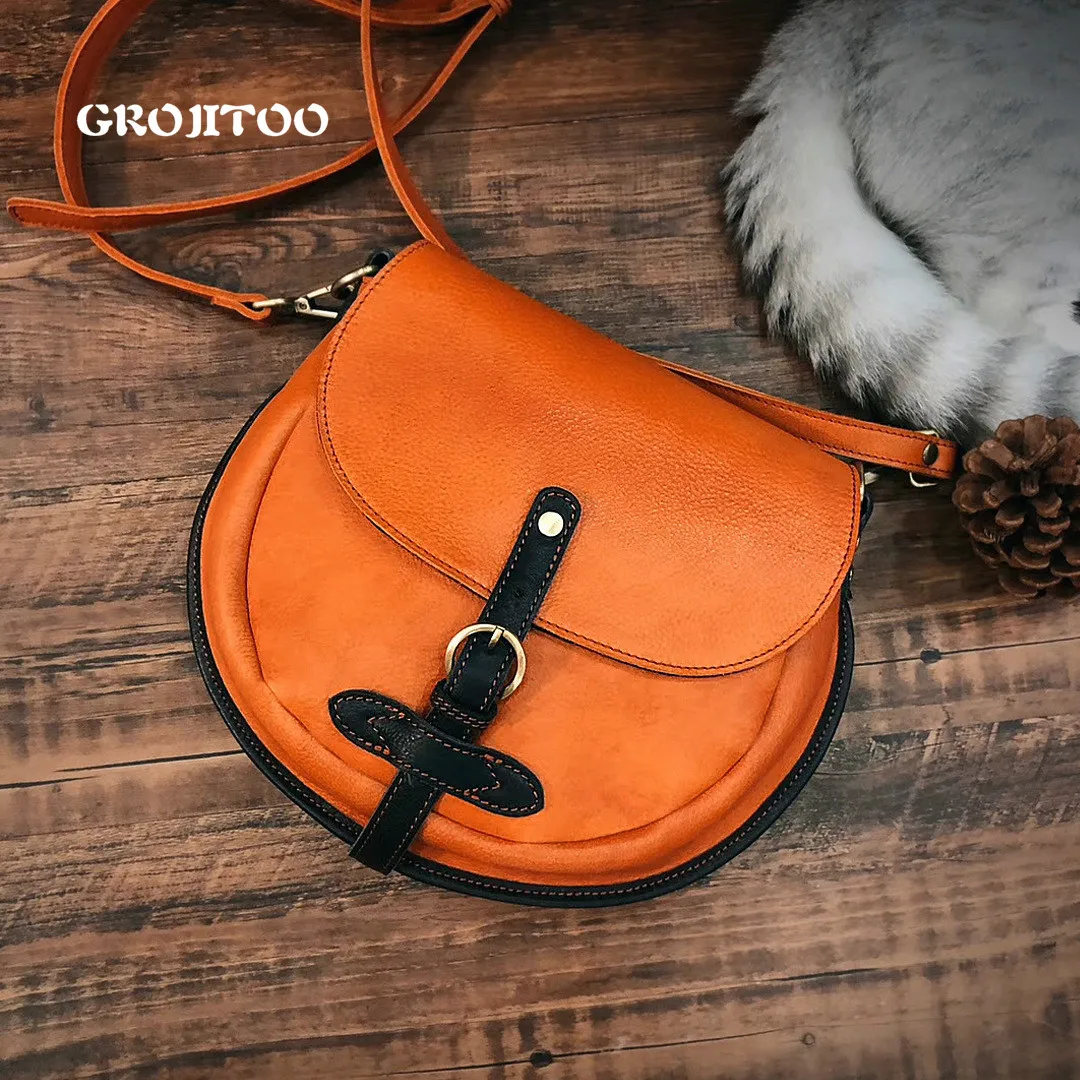 Новая женская сумка GROJITOO 2020 через плечо контрастных цветов из воловьей кожи