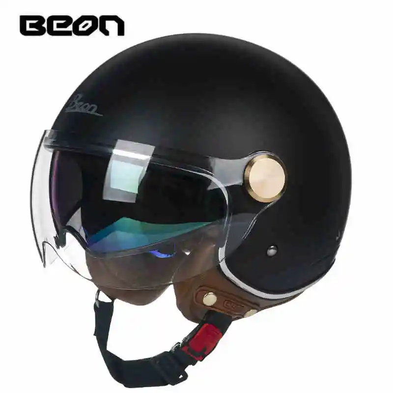Фото BEON B120 женские крутые винтажные мотоциклетные Шлемы ABS с открытым лицом 3/4 мотоцикл уличный велосипед Casco Чоппер крейфер полулицевой пилотны... №3