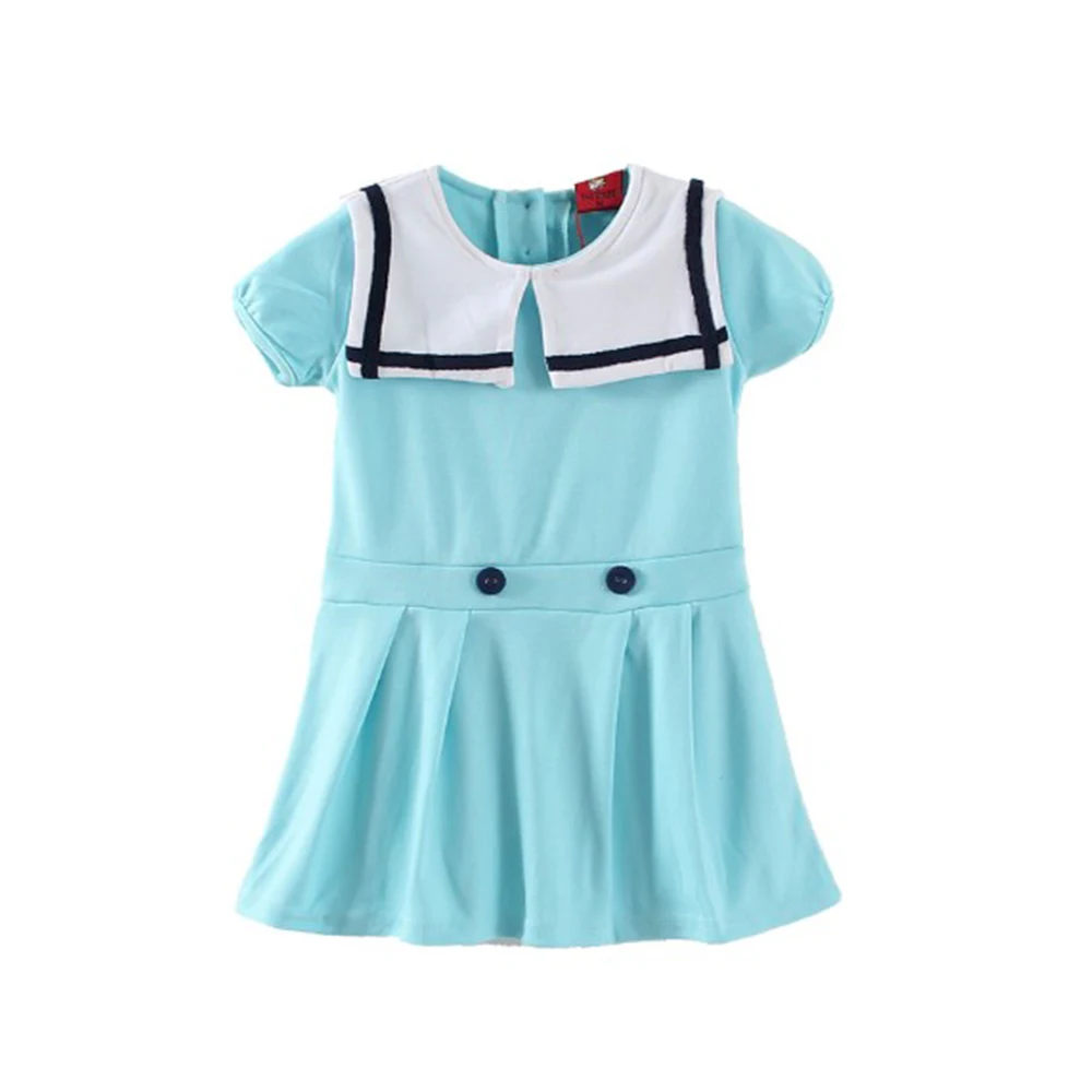 Летнее хлопковое платье для девочек с матросским воротником | Детская одежда и