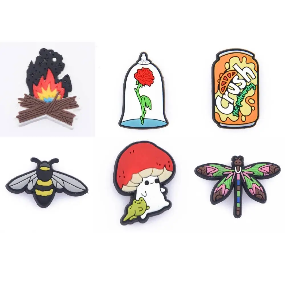 Hot Sale 1 Pcs PVC Croc Shoe Charms Colorful Butterflies Panda Cute Cat Decorations Cute Animals Bracelet Accessories Snake Frog