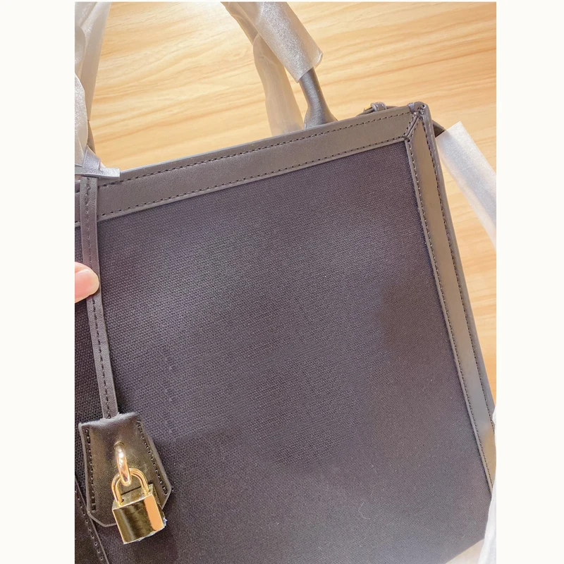 

With Logo Bag for Women Letter Canvas Simple Retro Large Capacity One-Shoulder Messenger Handbag Vertical Shopping Bag