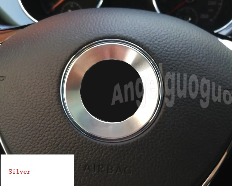 Алюминиевую отделку чехол рулевого колеса автомобиля логотип кольцо для Volkswagen VW