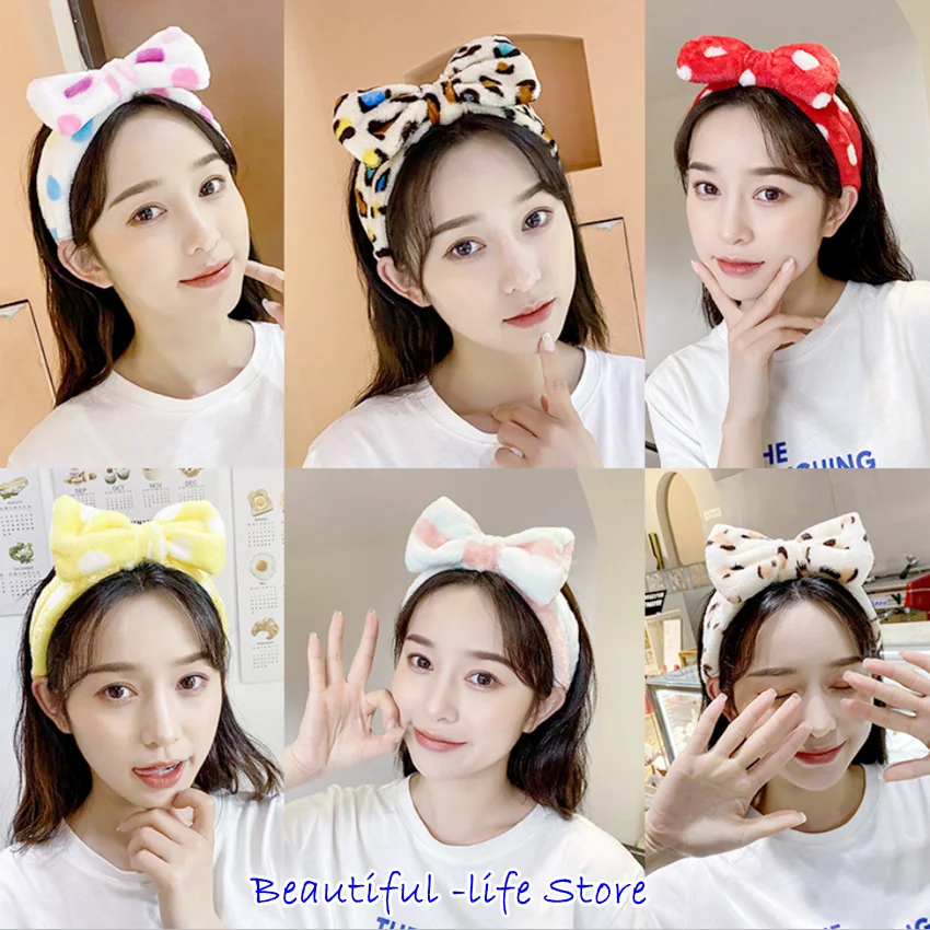 

2021 New Soft Warm Coral Yoga Hair Bands Women Girls Wash Hairbands Big-eyed Cute Elk Headband Turban Fashion Hair Accessories
