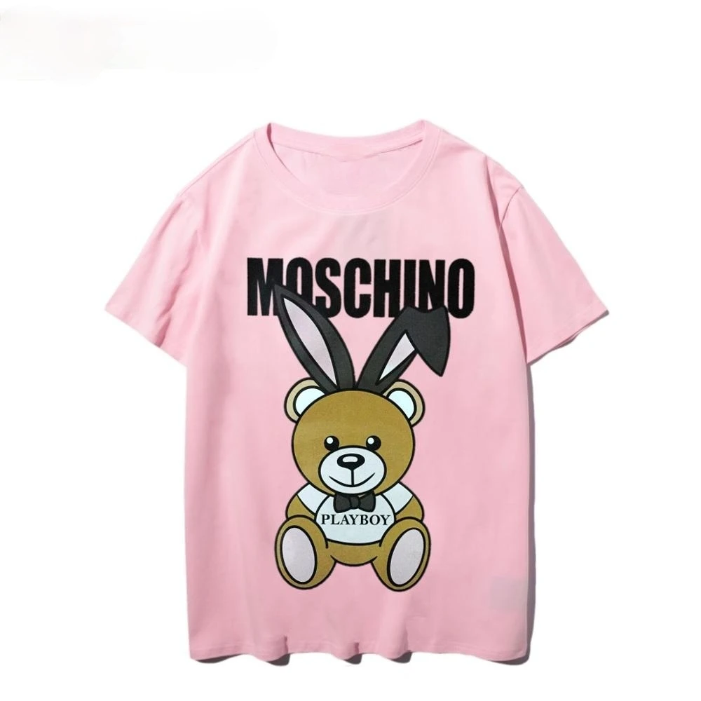 

Summer MOSCHINO Rabbit Bear T-shirt Summer Couple's Casual Loose Short Sleeve Tops Shirts