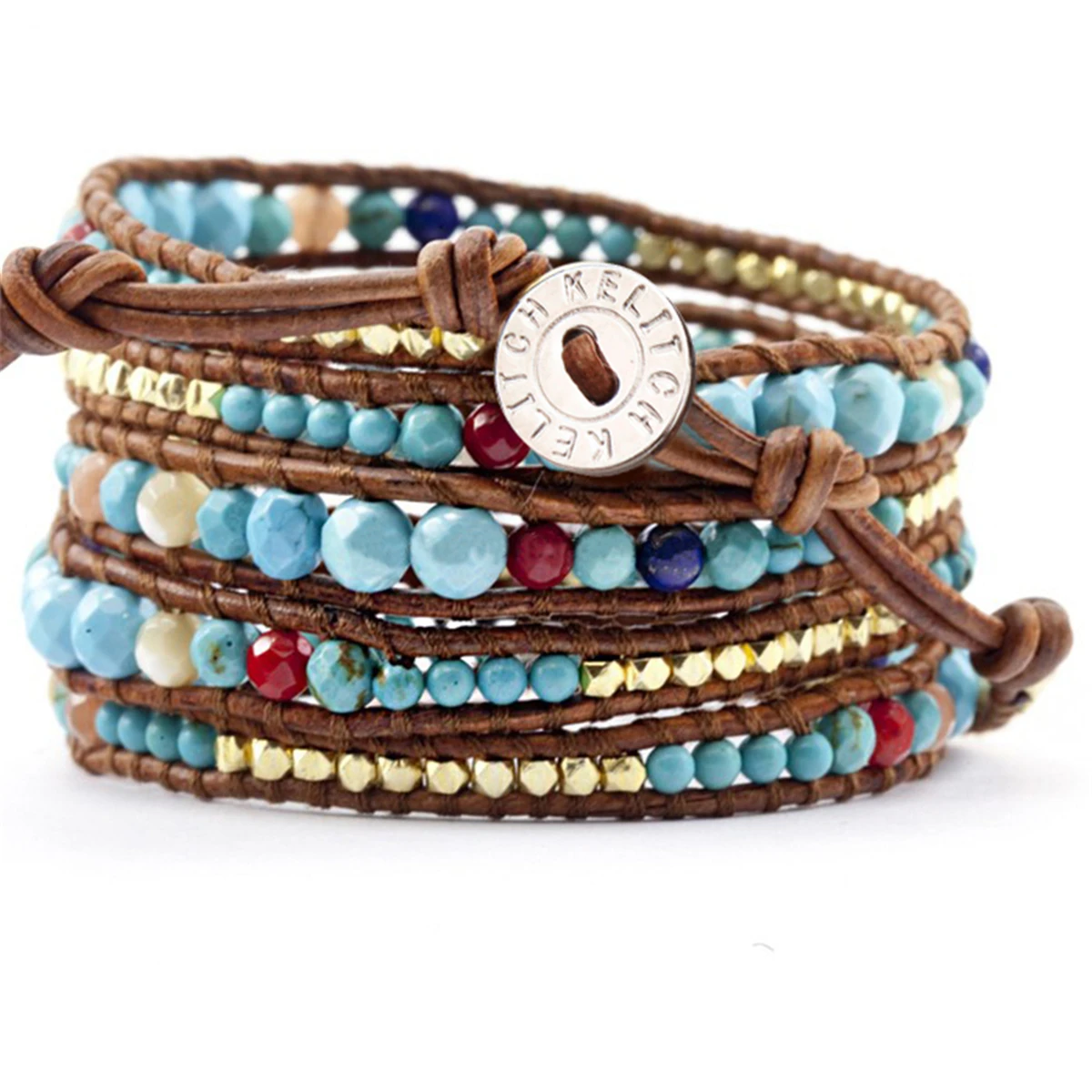 Женский Браслет манжета из натуральной кожи KELITCH браслет ручной работы с 5 нитями