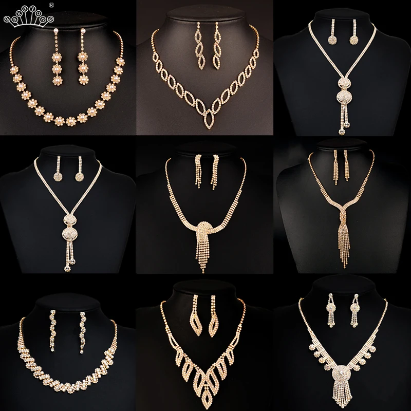 Модные наборы ювелирных украшений в стиле барокко с кристаллами форме капли воды