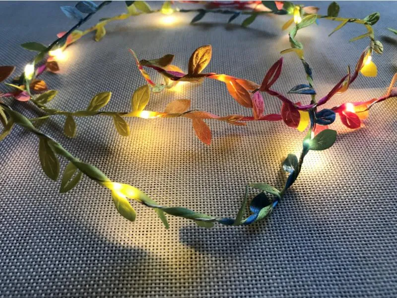 multicolor leaves Светодиоды листья из ткани светодиодные сказочные гирлянды на батарейках для свадьбы, Дня Святого Валентина, вечерние гирлянды, Декор - Испускаемый цвет: multicolor leaves