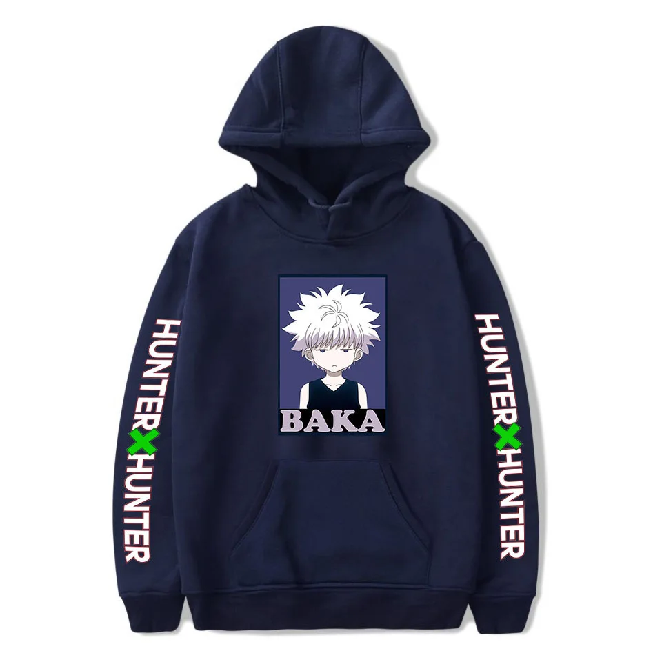 

Толстовка с капюшоном Hunter X Hunter женская, черные худи с принтом Killua, свитшоты, уличная одежда для мужчин, 4XL