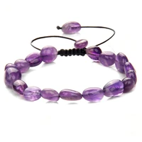 irregular amethysts braid bracelets for women men natural stone beads bracelet tiger eye pink quartzs rutilated reiki jewelry
