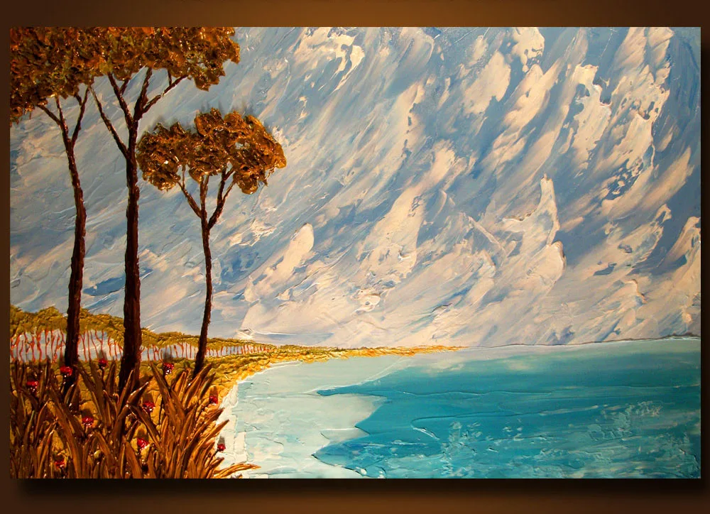 Абстрактная палитра ножей ручной работы с тяжелой текстурой пейзаж масляная