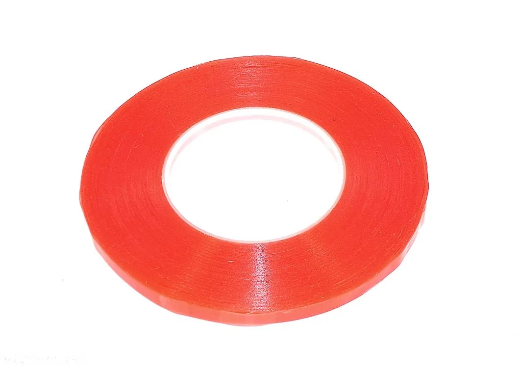 Скотч двусторонний прозрачный 3M с красной защитной лентой ширина 2мм 50м - купить