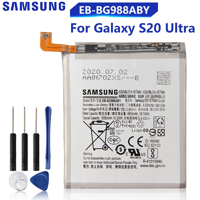 

Original Samsung Replacement Battery EB-BG988ABY For Galaxy S20 Ultra Genuine Phone Battery 5000mAh