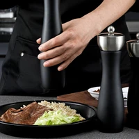 6812 inch black wooden salt pepper mill stainless steel refillable handheld manual grinder with ceramic core mechanism kitchen