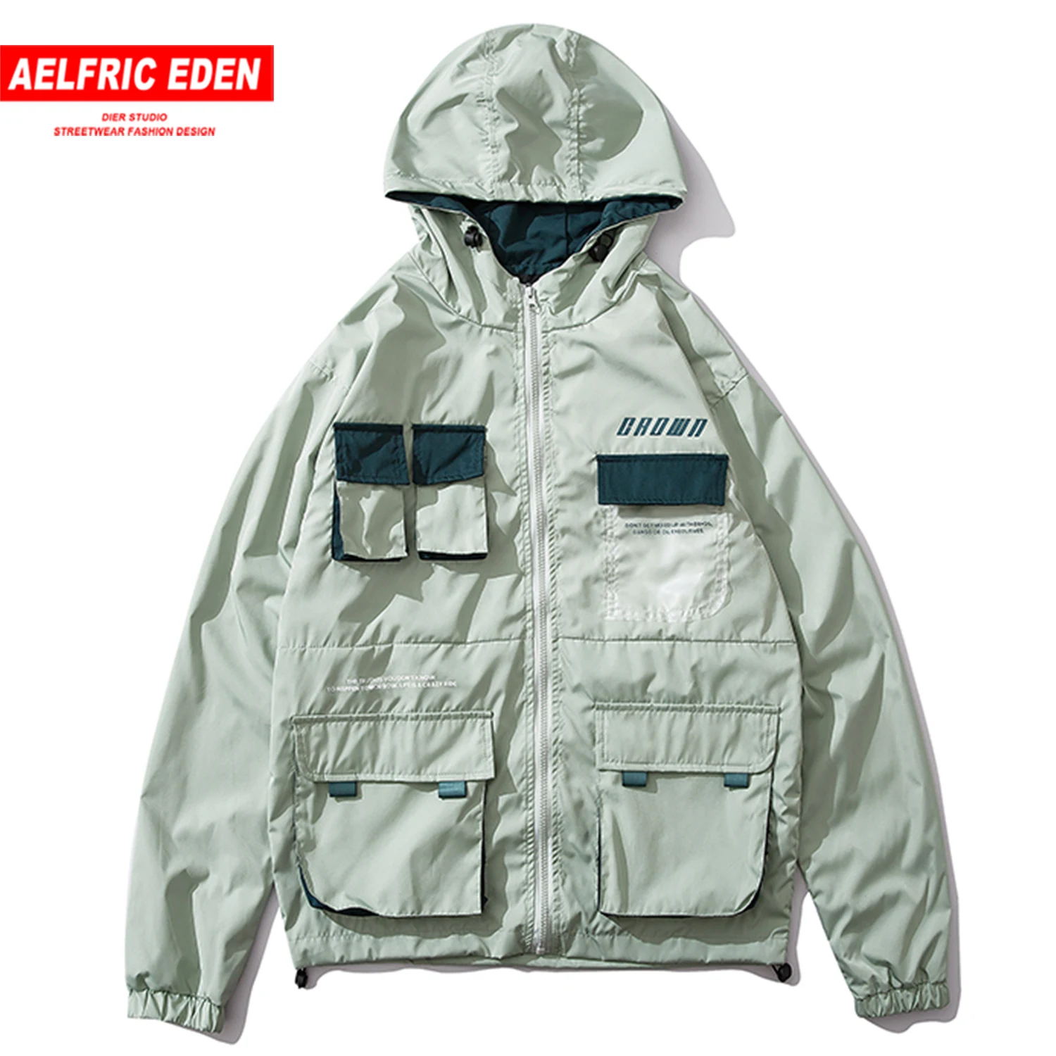 Куртка мужская хлопковая составного кроя с карманами в стиле хип хоп|Мужские