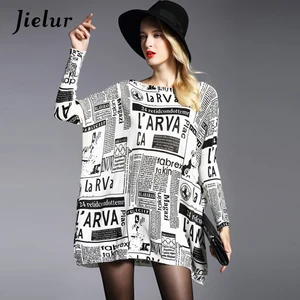 Jielur сезон осень-зима; Новинка размера плюс с буквенным принтом, свитер для женщин, свободный фасон, с рукавом летучая мышь, свитера, пуловеры с длинным рукавом, трикотаж