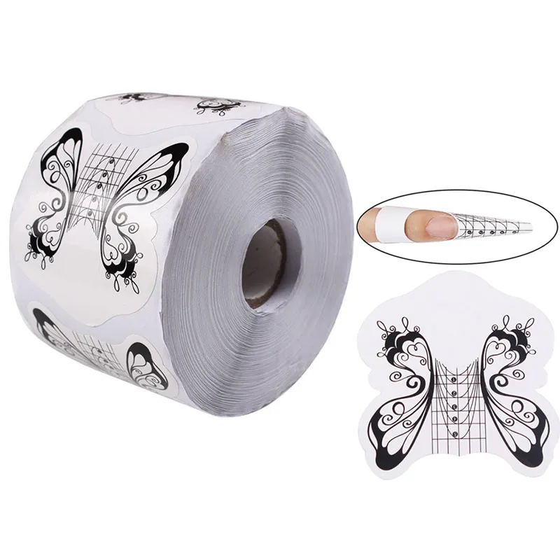 500 шт./рулон белый Bufferfly форма ногтей гель для Неил арта украшения кончиков
